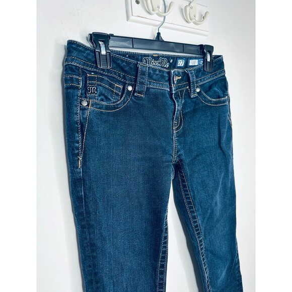 Miss Me Nocturne Mid Rise Skinny Jeans 27 Dark Blue Stretch - Picture 2 of 9